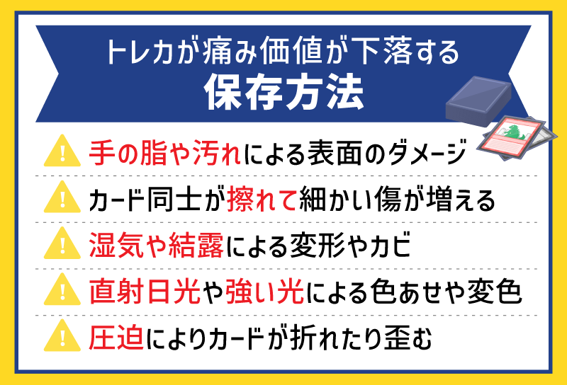 トレカが痛み価値が下落する原因は保存方法